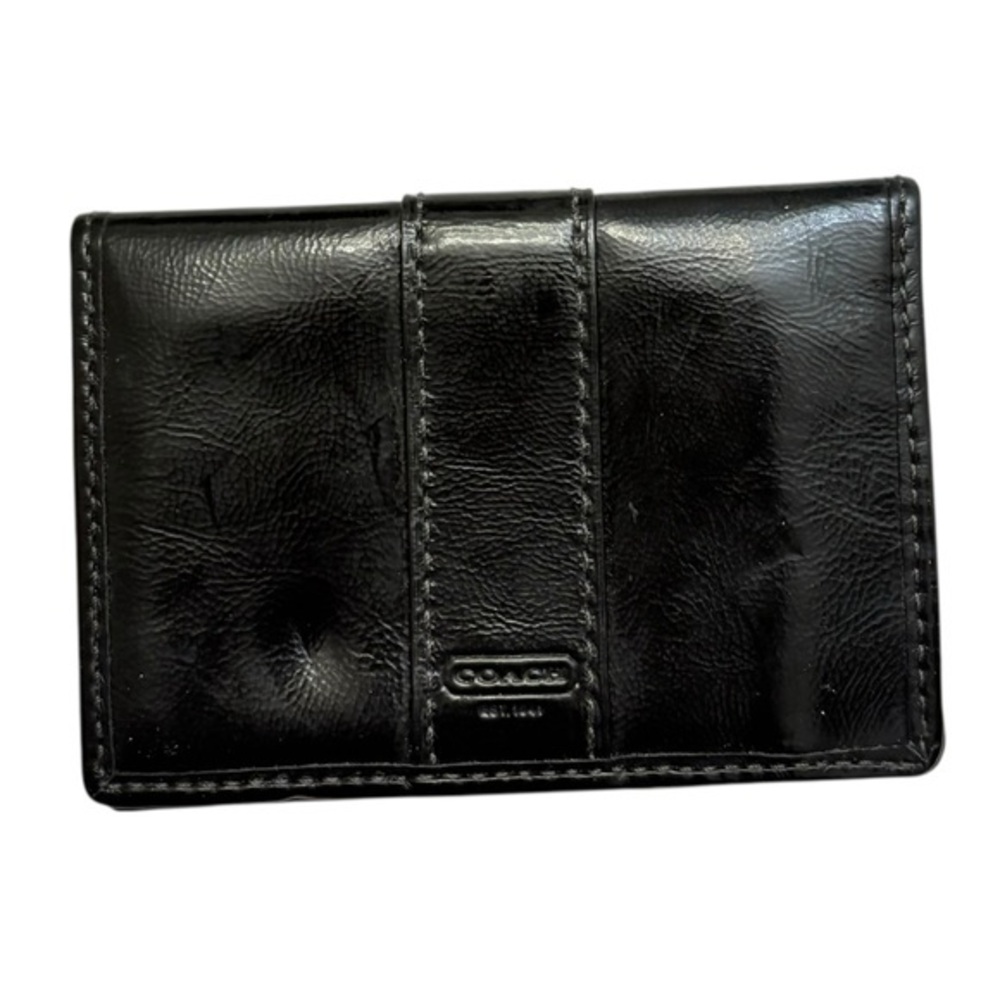 Coach vintage y2k black patent leather card case holder unisex